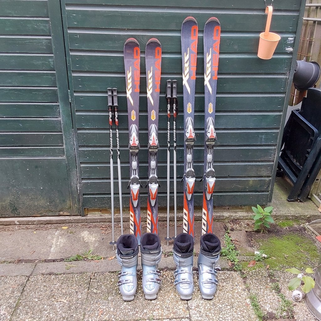 2 sets Head ski's + schoenen, Ophalen, 160 tot 180 cm, Gebruikt, Carve