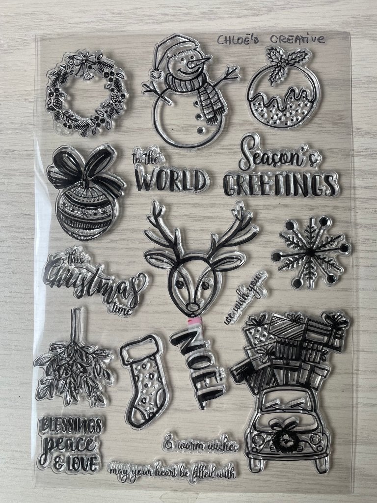 A4 Vel vol kerststempels, Hobby en Vrije tijd, Ophalen of Verzenden, Nieuw, Clearstamp
