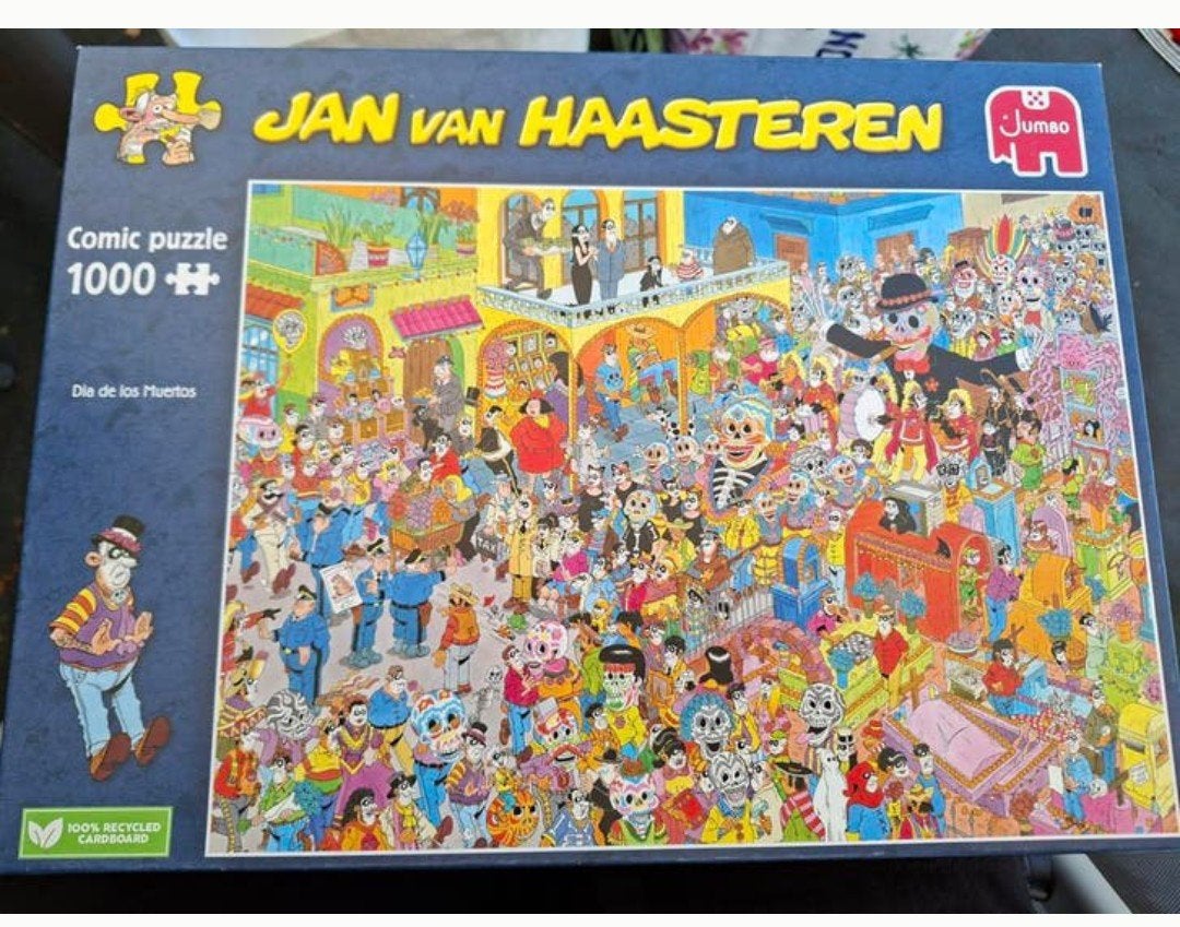 Jan van Haasteren puzzel - Dia de los Muertos - 1000 stukjes, Ophalen of Verzenden, 500 t/m 1500 stukjes, Zo goed als nieuw, Legpuzzel