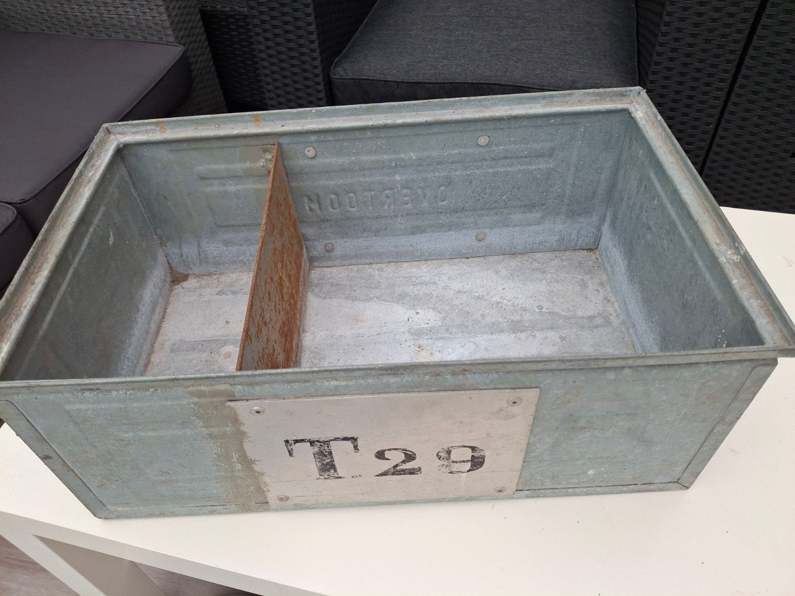 Vintage Zinken Bak T29 - Industriële Opberger, Ophalen