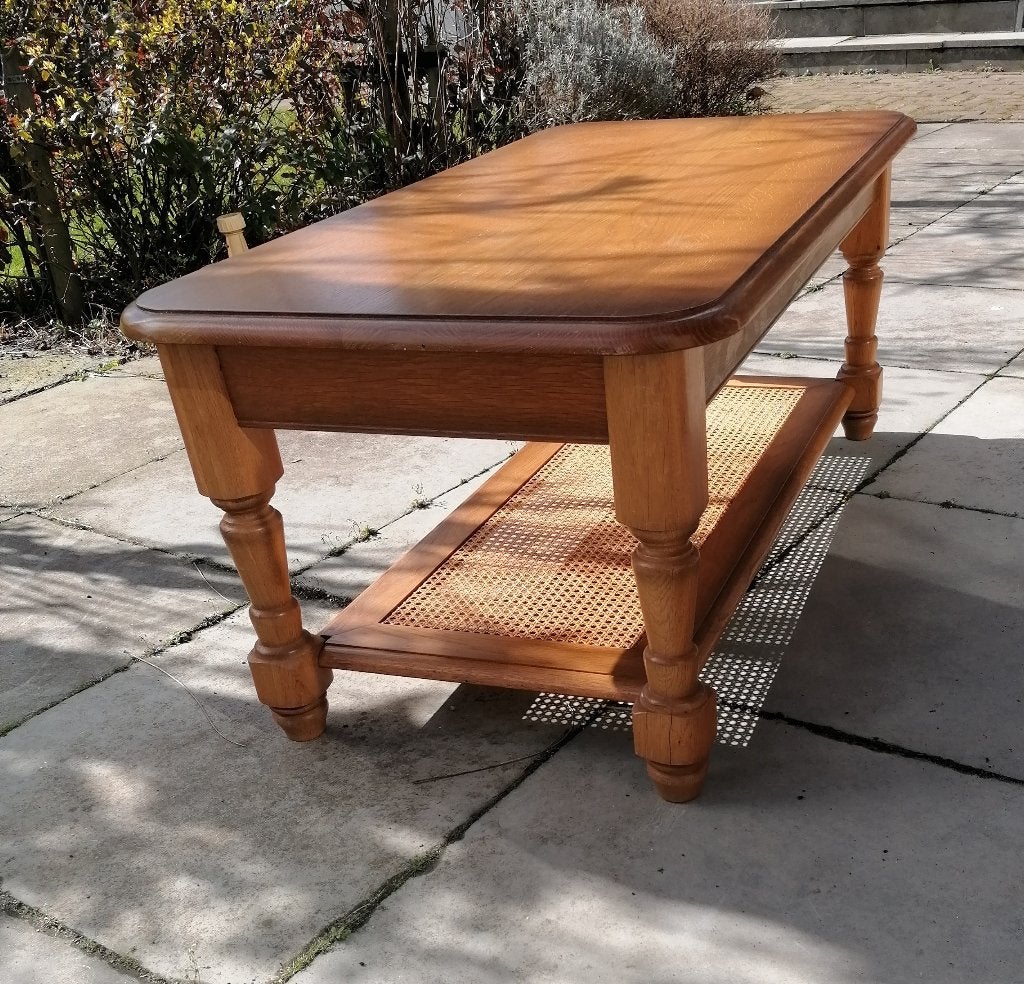 Vintage salontafel Rome met rotan webbing onderblad, Huis en Inrichting, Tafels | Salontafels, Ophalen, Gebruikt, 100 tot 150 cm