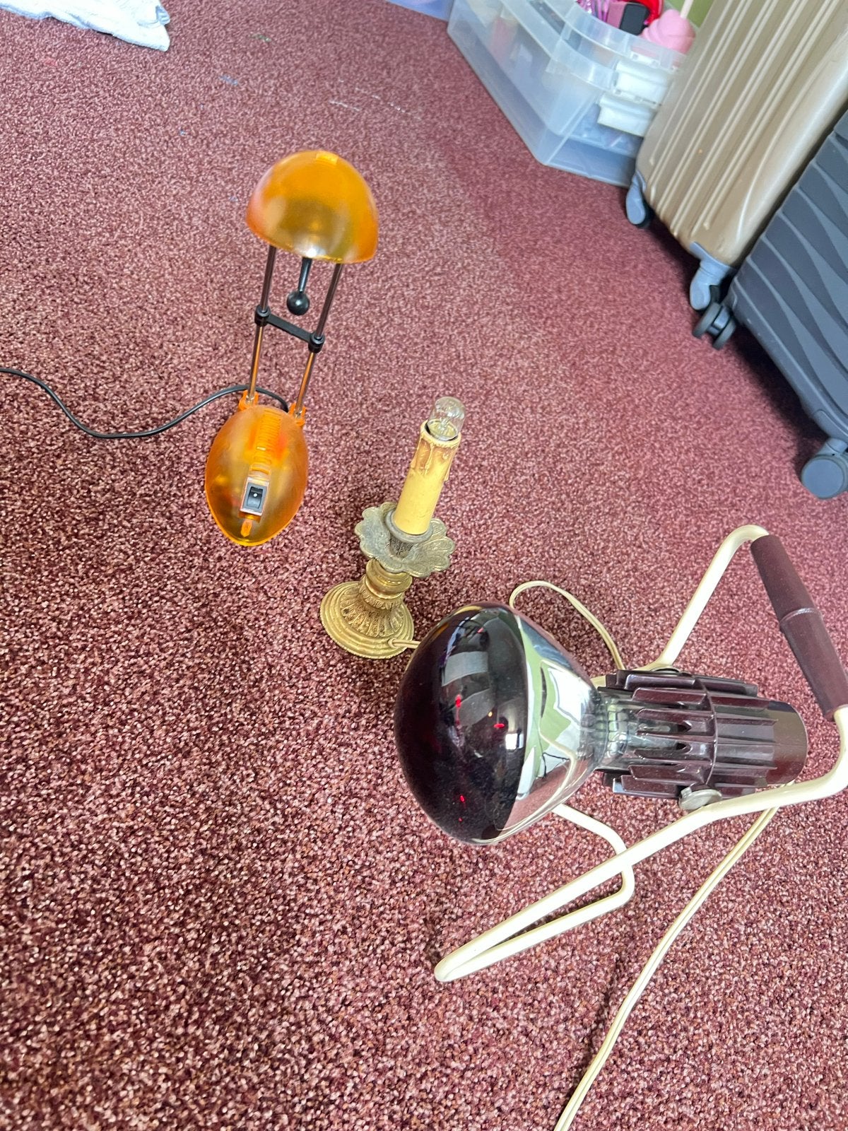 Kavel van 3 Vintage Lampen: Space Age, Messing & Infrarood, Antiek en Kunst, Antiek | Lampen, Ophalen of Verzenden