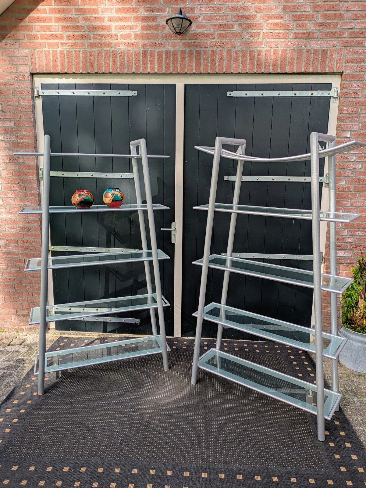 Set handgemaakte stalen design displaystellingen, Huis en Inrichting, Ophalen, Gebruikt