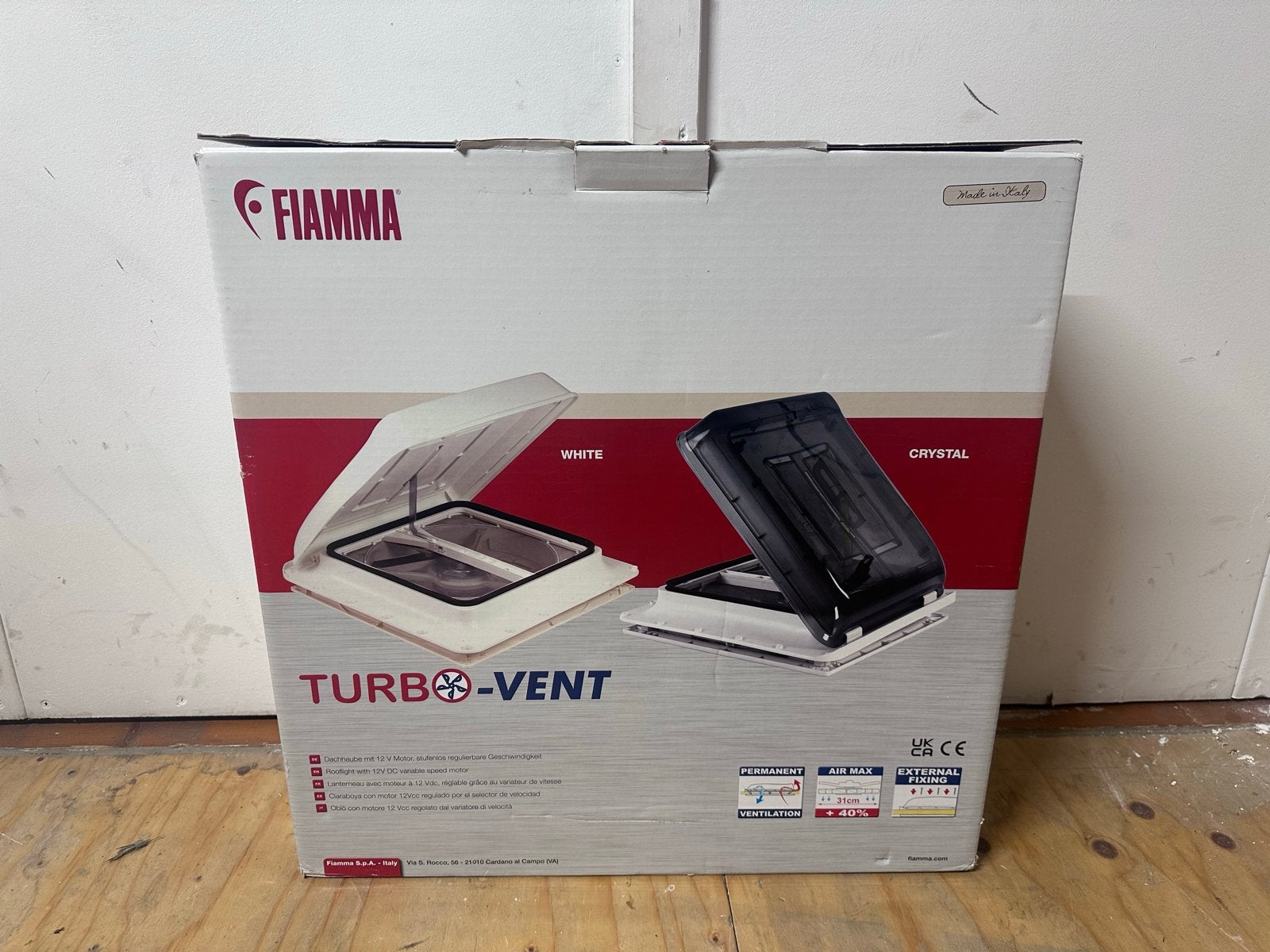 Fiamma Turbo-Vent Crystal 40x40 cm 12V met thermostaat, Caravans en Kamperen, Ophalen of Verzenden, Nieuw