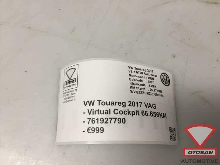vw touareg cr7 iii 2017 virtual cockpit km teller 761927790, Auto-onderdelen, Dashboard en Schakelaars, Gebruikt, Volkswagen, Volkswagen AG