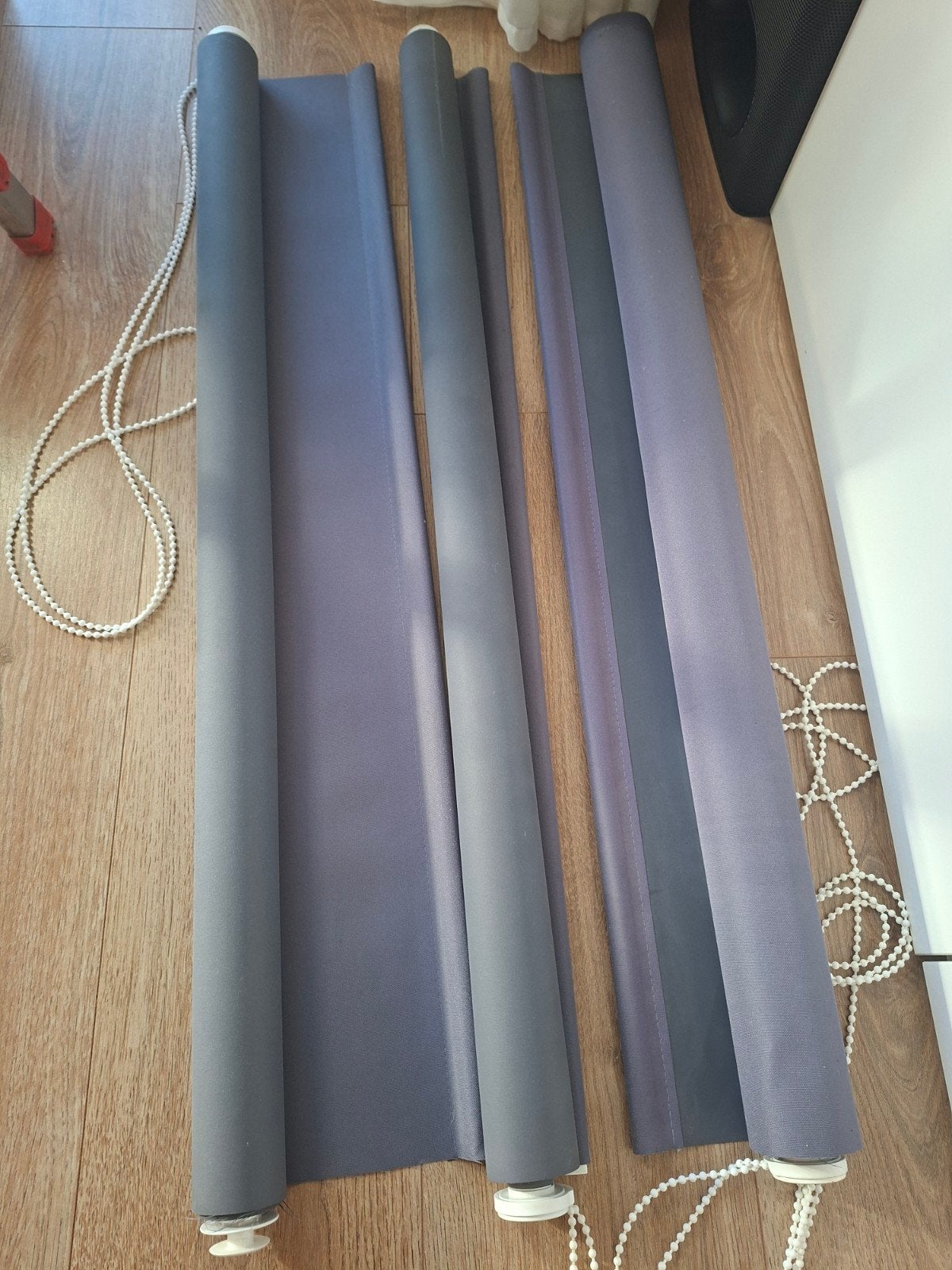 3 x rolgordijn grijs compleet, Ophalen, Rolgordijn, Koordbediening, Rolgordijn