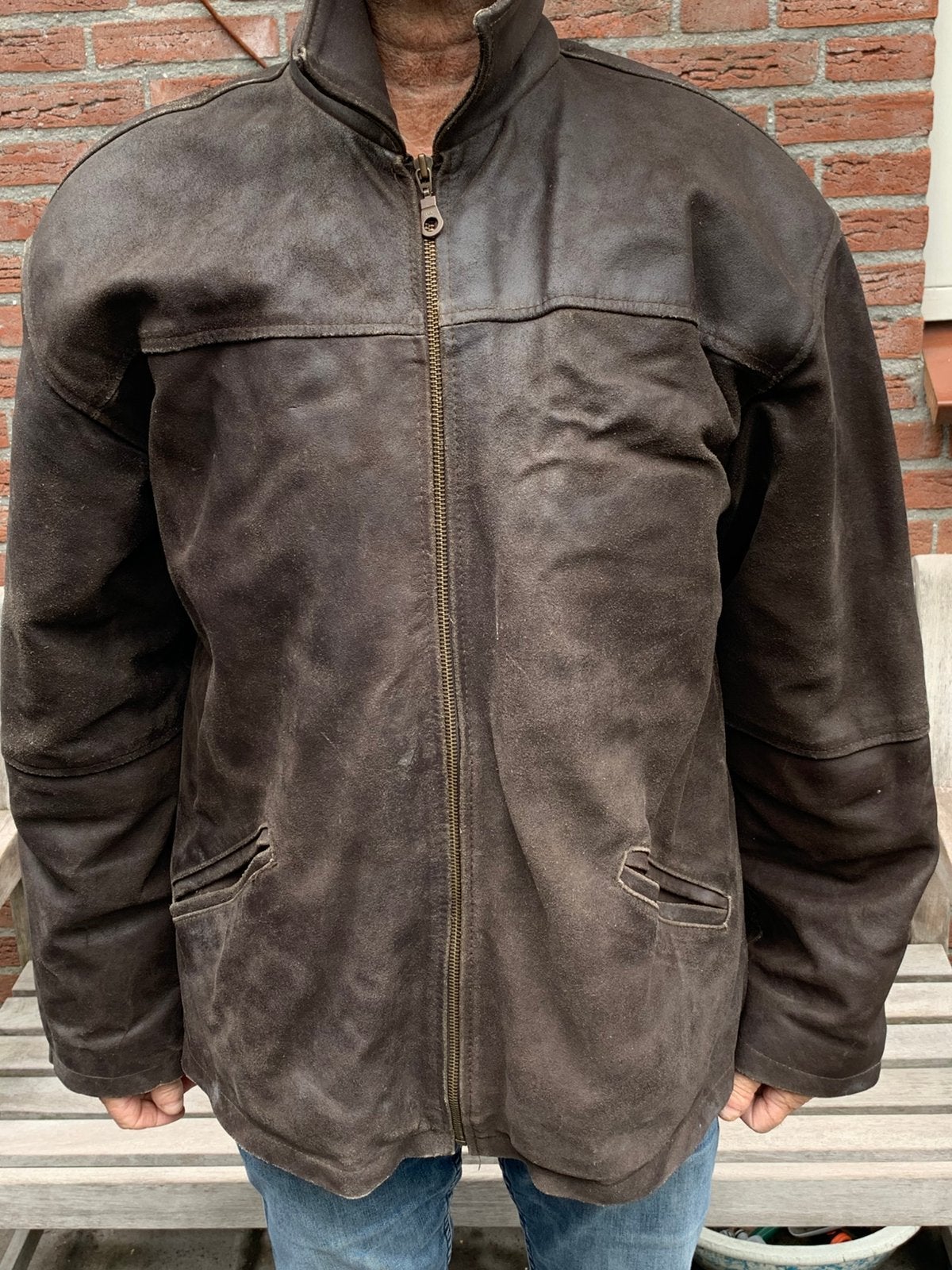 Vintage leren jack maat L, Ophalen of Verzenden, Gedragen, Maat 52/54 (L), Bruin
