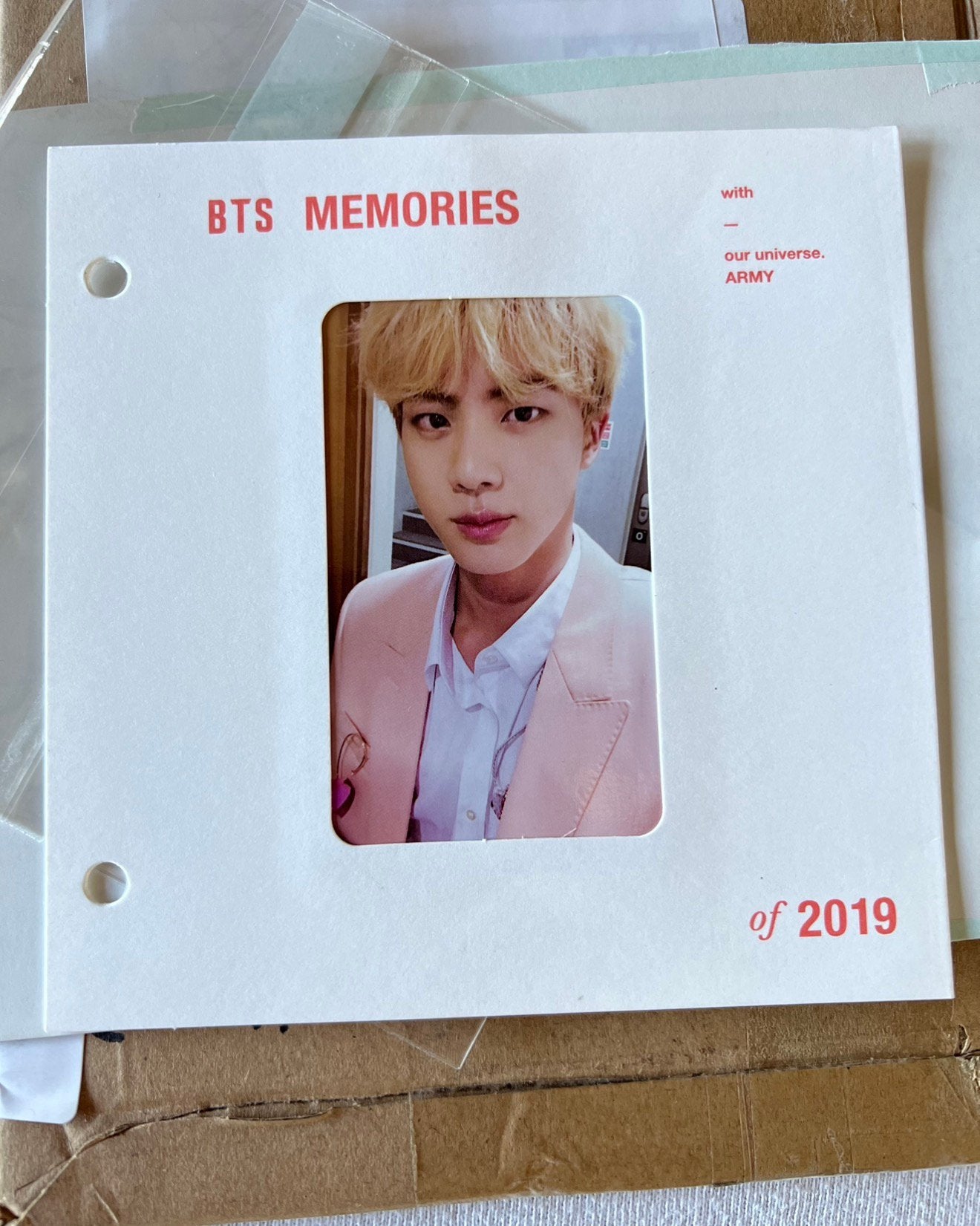 BTS memories of 2019 photocard photo card JIN - Bangtan boys, Nieuw, Ophalen of Verzenden, Foto of Kaart, H