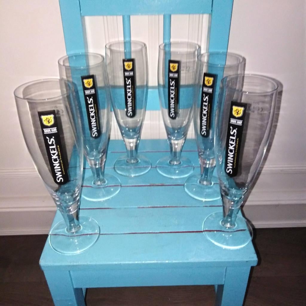 Swinckels bierglazen set van 6 stuks, Ophalen of Verzenden, Zo goed als nieuw, Glas of Glazen, Overige merken