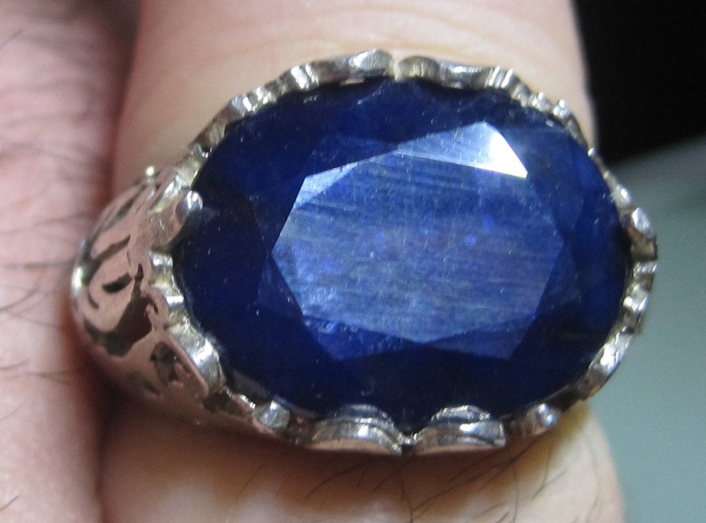 Saffier design zilver ring circa 1970 natuurlijk saffier, Sieraden, Tassen en Uiterlijk, Ringen, Ophalen, Blauw, Zo goed als nieuw
