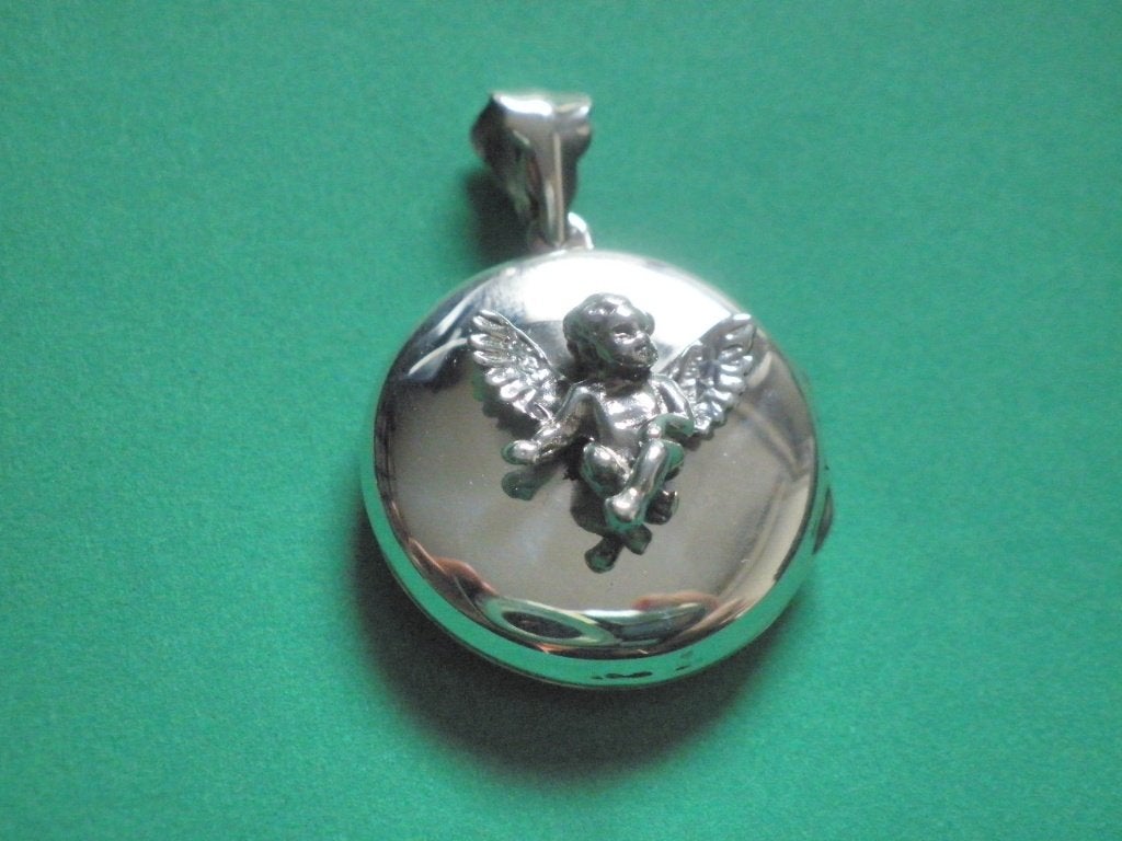 Mooi Zilveren Medaillon - Bescherm Engeltje, Verzenden, Zilver, Hanger