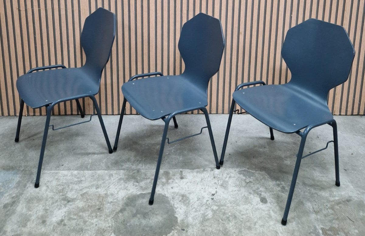 45 x Vintage schoolstoelen kantine stoelen vergaderstoelen, Ophalen of Verzenden, Zo goed als nieuw, Blauw, Vijf, Zes of meer stoelen