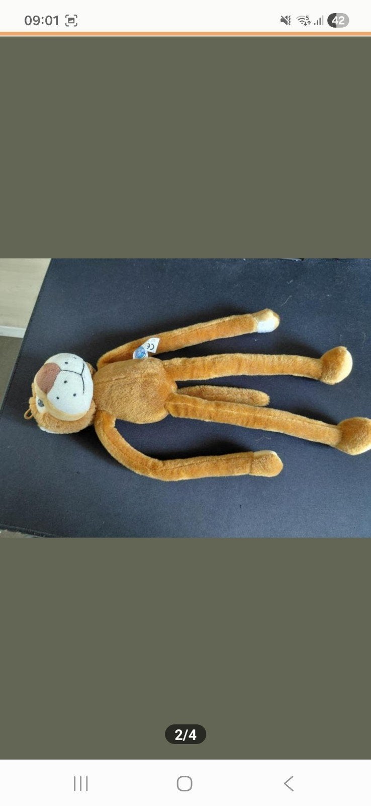 Schattige knuffelaap met klittenband handjes, Overige merken, Overige karakters, Overige typen, Ophalen of Verzenden