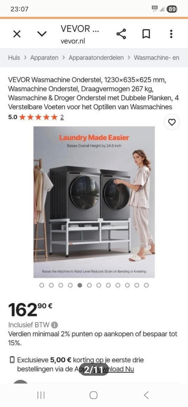 Nieuwe VEVOR Wasmachine Verhoger met Uitschuifbare Planken, Ophalen, Nieuw