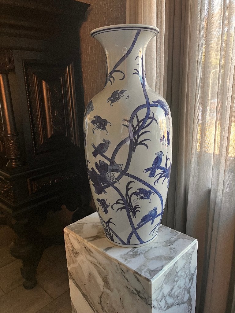 grote porseleine blauw/wit vaas 63 cm hoog, Ophalen, Nieuw, Blauw, Steen/keramiek