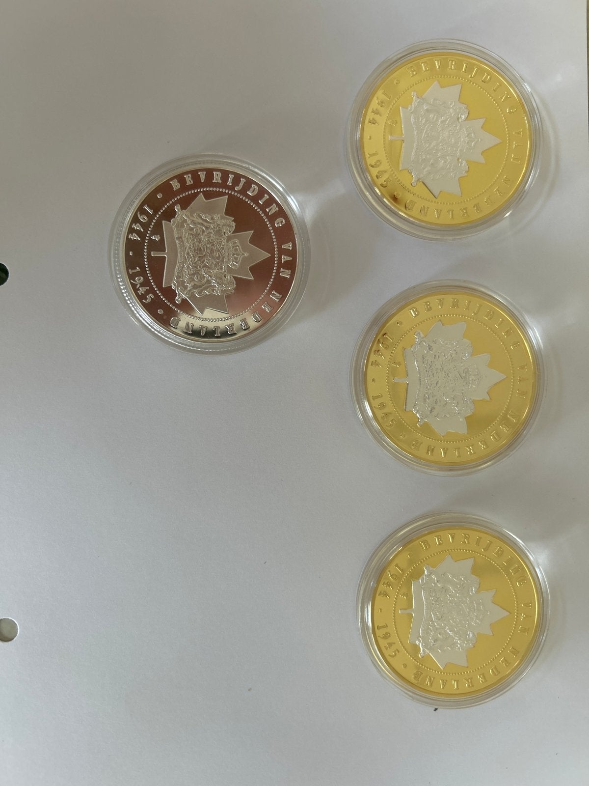 Bevrijdingsmunten Nederland, Setje, Koningin Wilhelmina, Goud, Overige waardes