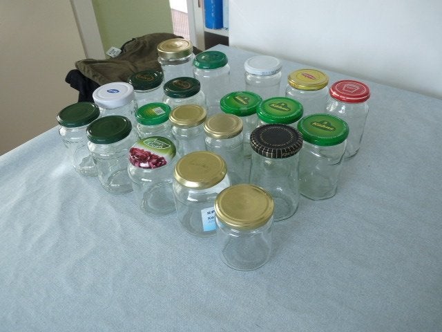  20 lege glazen potten van jam voor bv inmaak , Pot, Bus of Blik, Met deksel, Ophalen of Verzenden, Glas