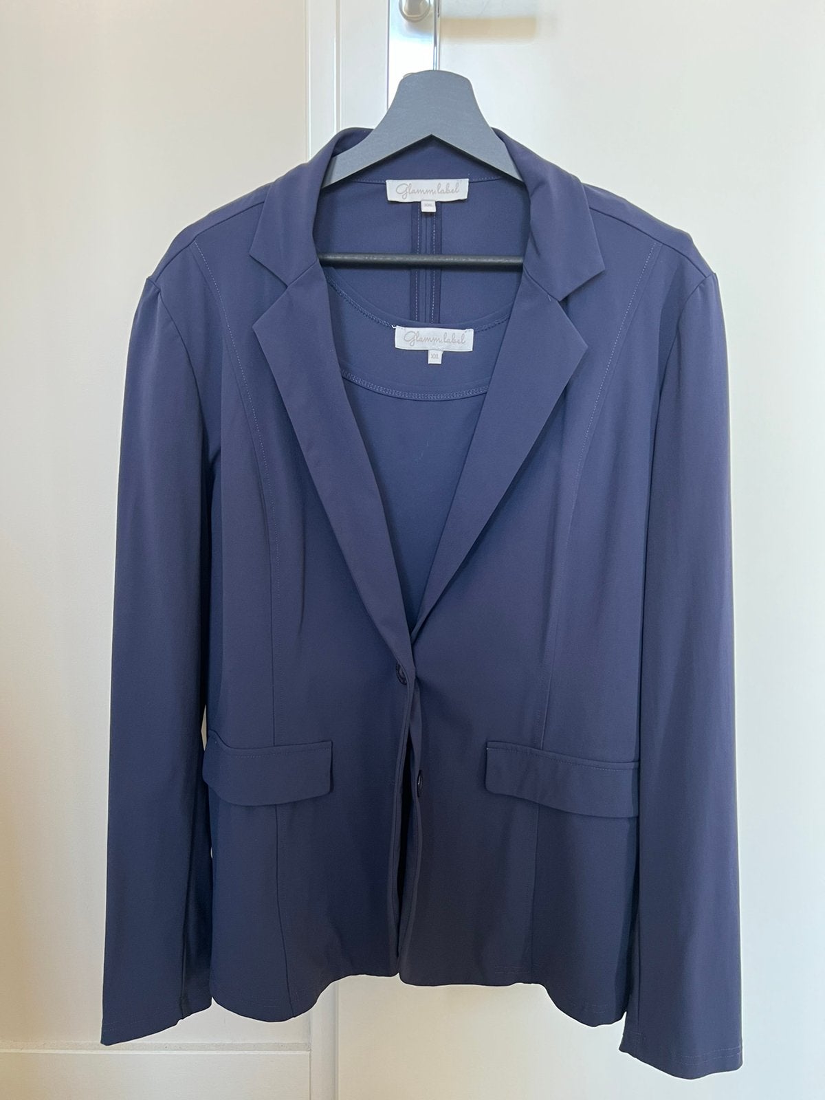 Blazer en hemdje Glamm Label - Blauw/Grijs - Maat XXL, Kostuum of Pak, Blauw, Maat 46/48 (XL) of groter, Ophalen of Verzenden