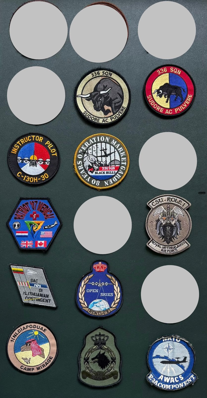 Patches 336, 301, 298, 302 SQN RNLAF, Ophalen of Verzenden, Zo goed als nieuw, Patch, Badge of Embleem
