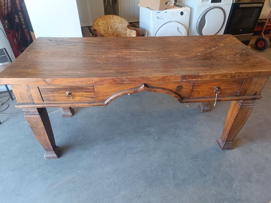 Antieke houten tafel met lades, Ophalen