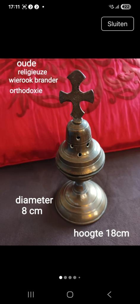 Oude Orthodoxe Wierookbrander - 18cm Hoog, Verzenden