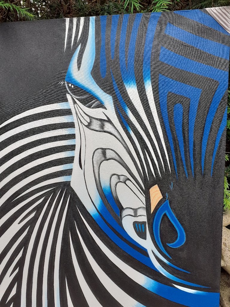 Abstracte zebra - olieverf op canvas, Dieren, Ophalen of Verzenden, Olieverf, Handgeschilderd