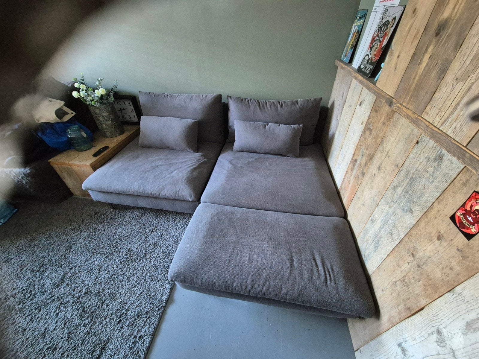 Bank Söderhamn grijs Ikea, Huis en Inrichting, Banken | Bankstellen, Ophalen, Hoekbank, Tweepersoons, Zo goed als nieuw