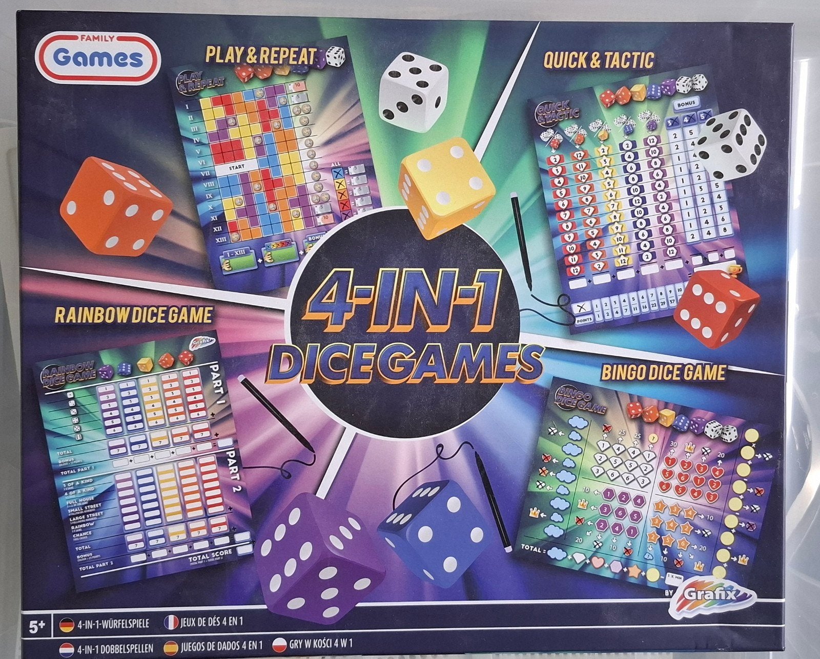 Spellendoos 4-in-1 Dice Games - Zo goed als nieuw, Vijf spelers of meer, Ophalen, Zo goed als nieuw