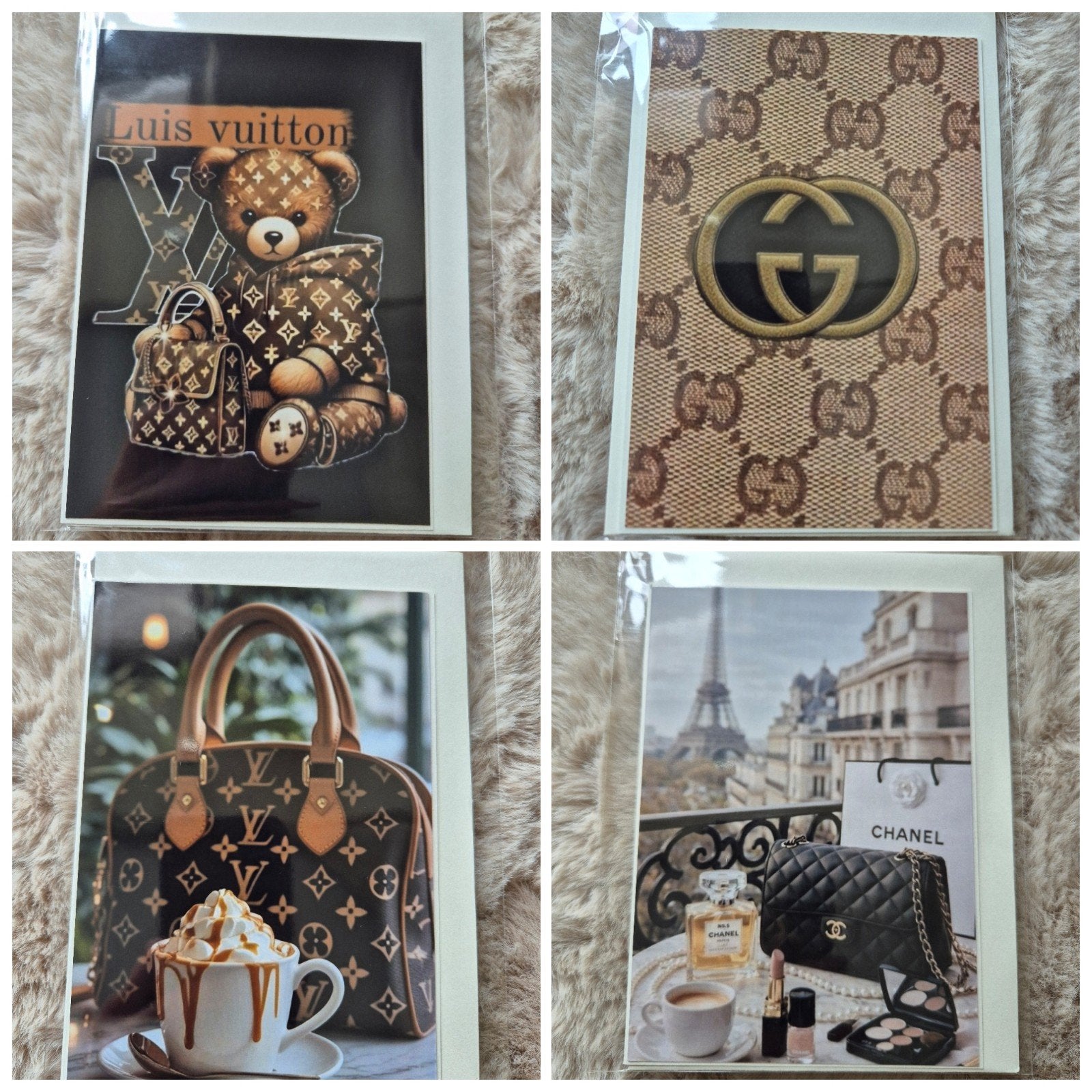 Set van 4 exclusieve dubbele fotokaarten met envelop, Hobby en Vrije tijd, Kaarten | Zelfgemaakt, Verzenden, Nieuw