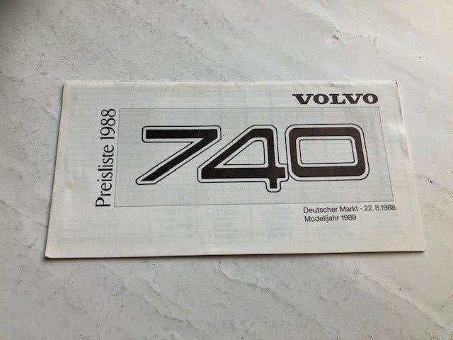 Volvo 740  Preisliste  1988       -       Originele brochure, Volvo, Zo goed als nieuw, Volvo, Ophalen of Verzenden