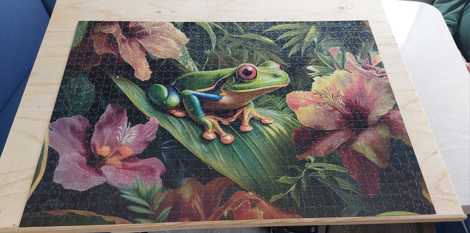 Legpuzzel 1000 stukjes glow in the dark kikker, Ophalen of Verzenden, 500 t/m 1500 stukjes, Zo goed als nieuw, Legpuzzel