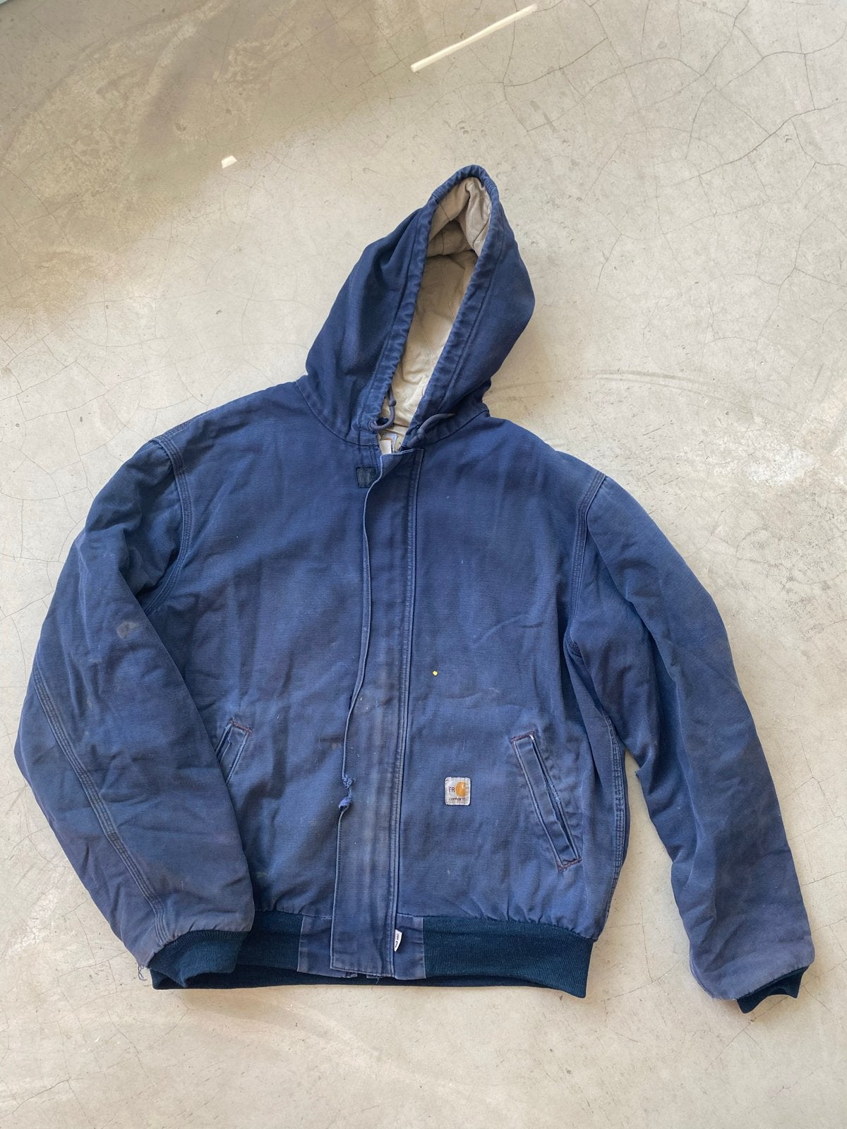 Vintage Carhartt jas - Blauw met Bartlett Oilfield logo, Kleding | Heren, Ophalen of Verzenden, Gedragen, Blauw
