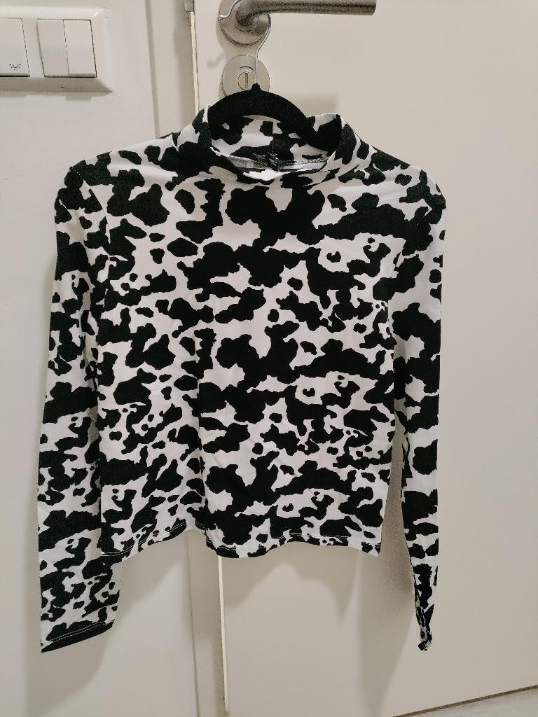 Shirt New Look pattern black white size 44, Ophalen of Verzenden, Nieuw, Zwart, Sneakers of Gympen