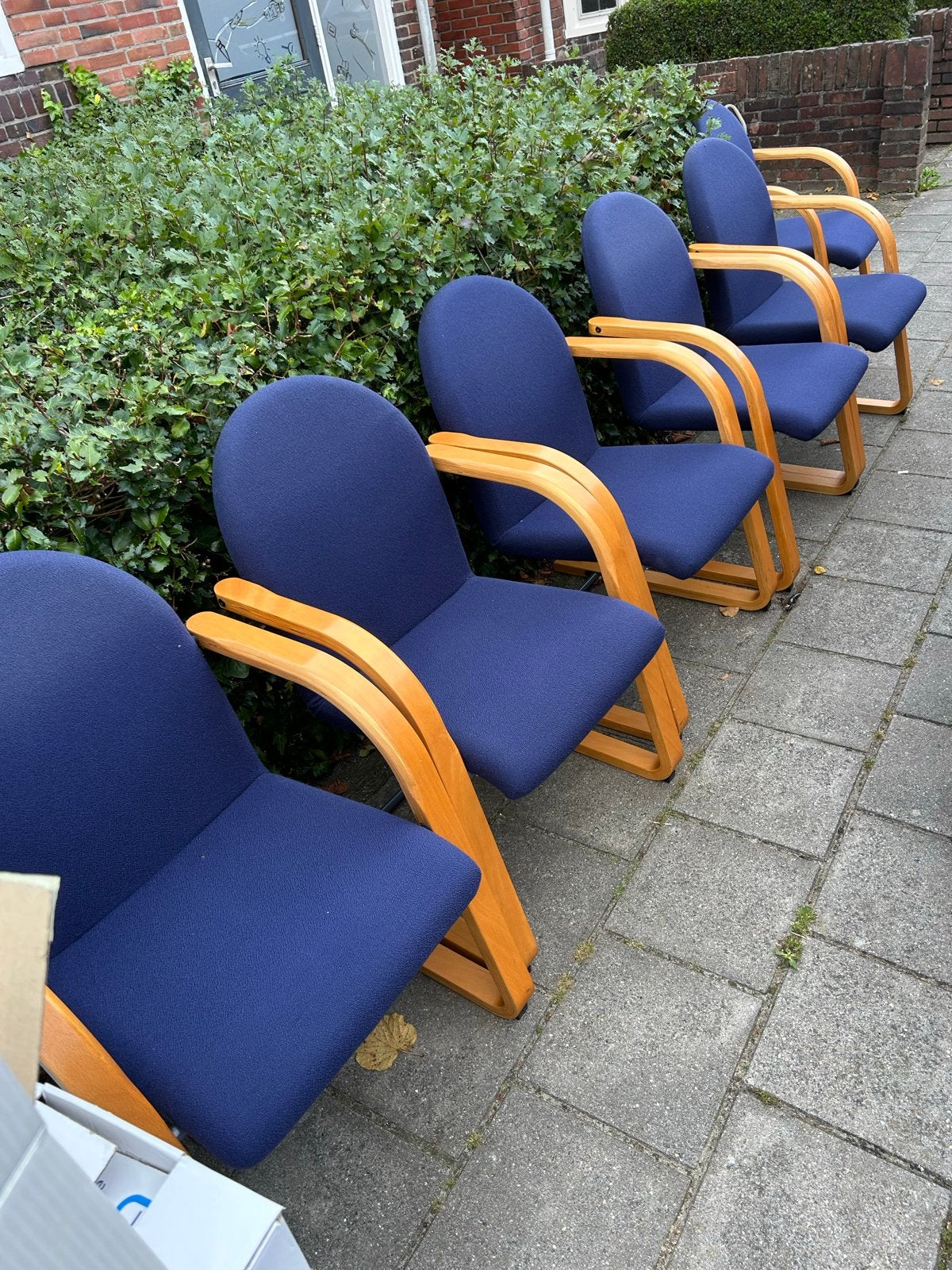 Set van 6 blauwe vergaderstoelen - ikea - vintage - nochris, Ophalen, Gebruikt, Blauw, Vijf, Zes of meer stoelen