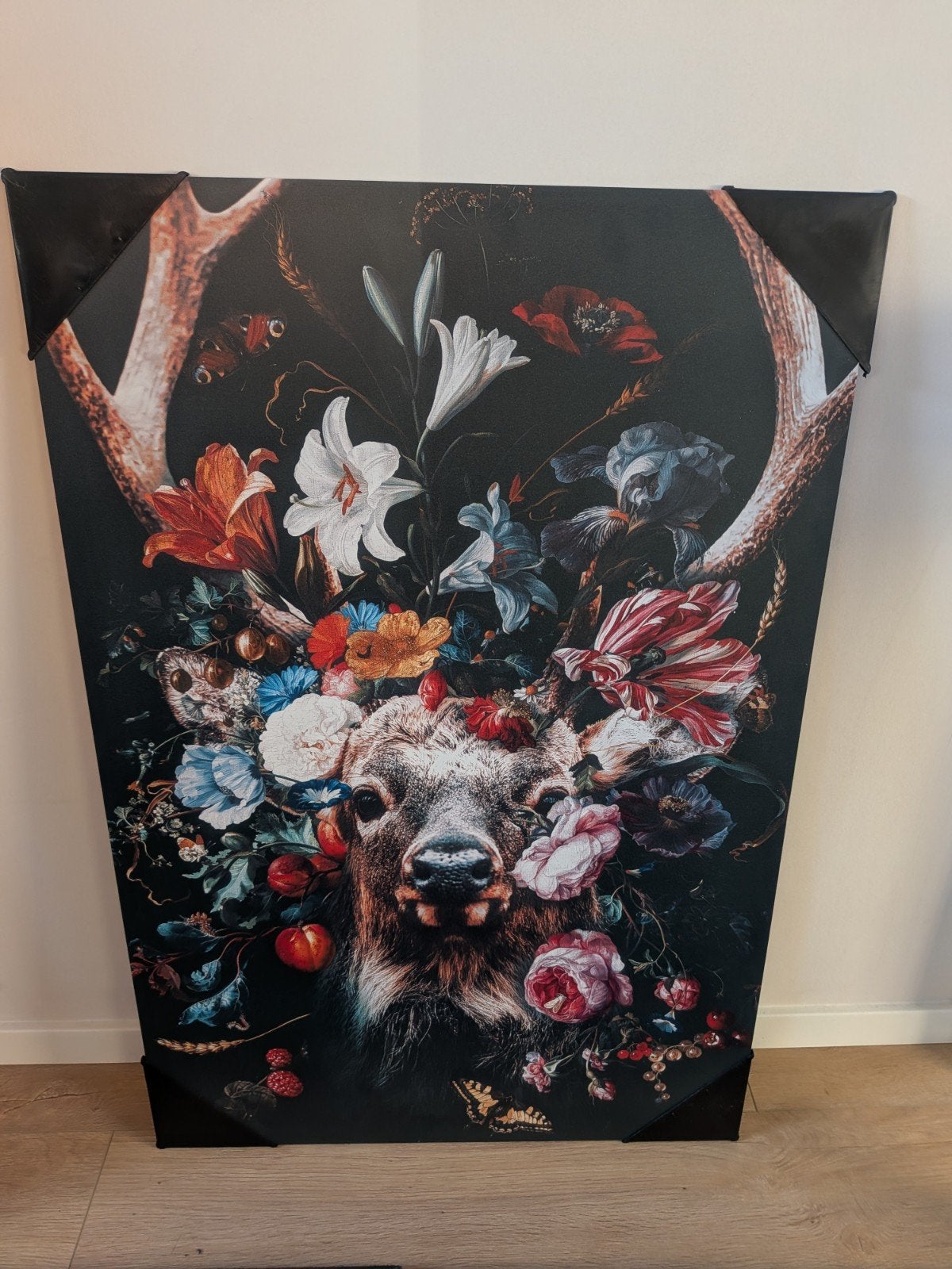 Aluminium schilderij hert met bloemen 60 x 90 - nieuw, Ophalen, Nieuw, Schilderij, 75 – 100
