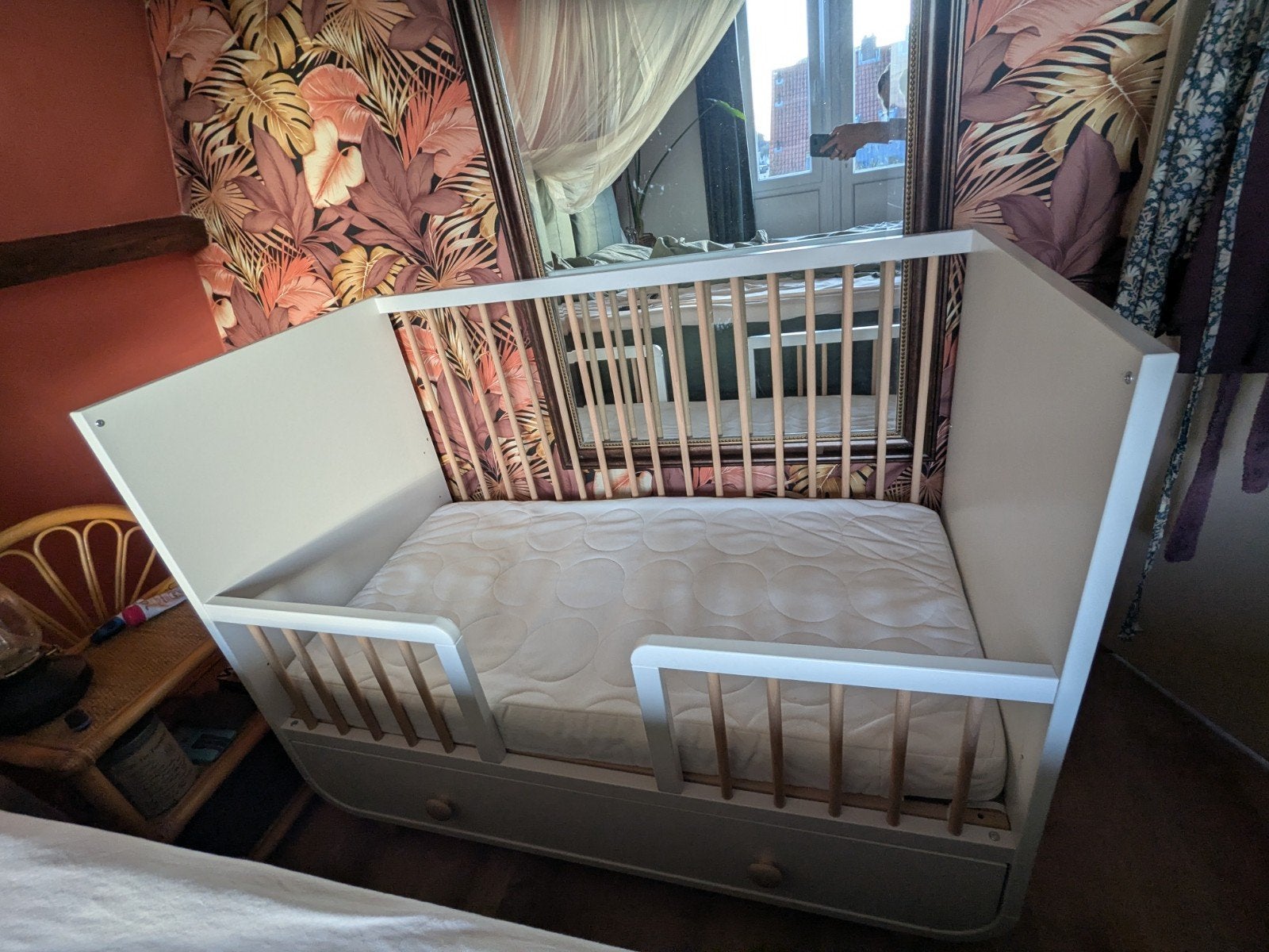 IKEA MYLLRA Ledikant met lades en accessoires, Ophalen, Gebruikt, Ledikant