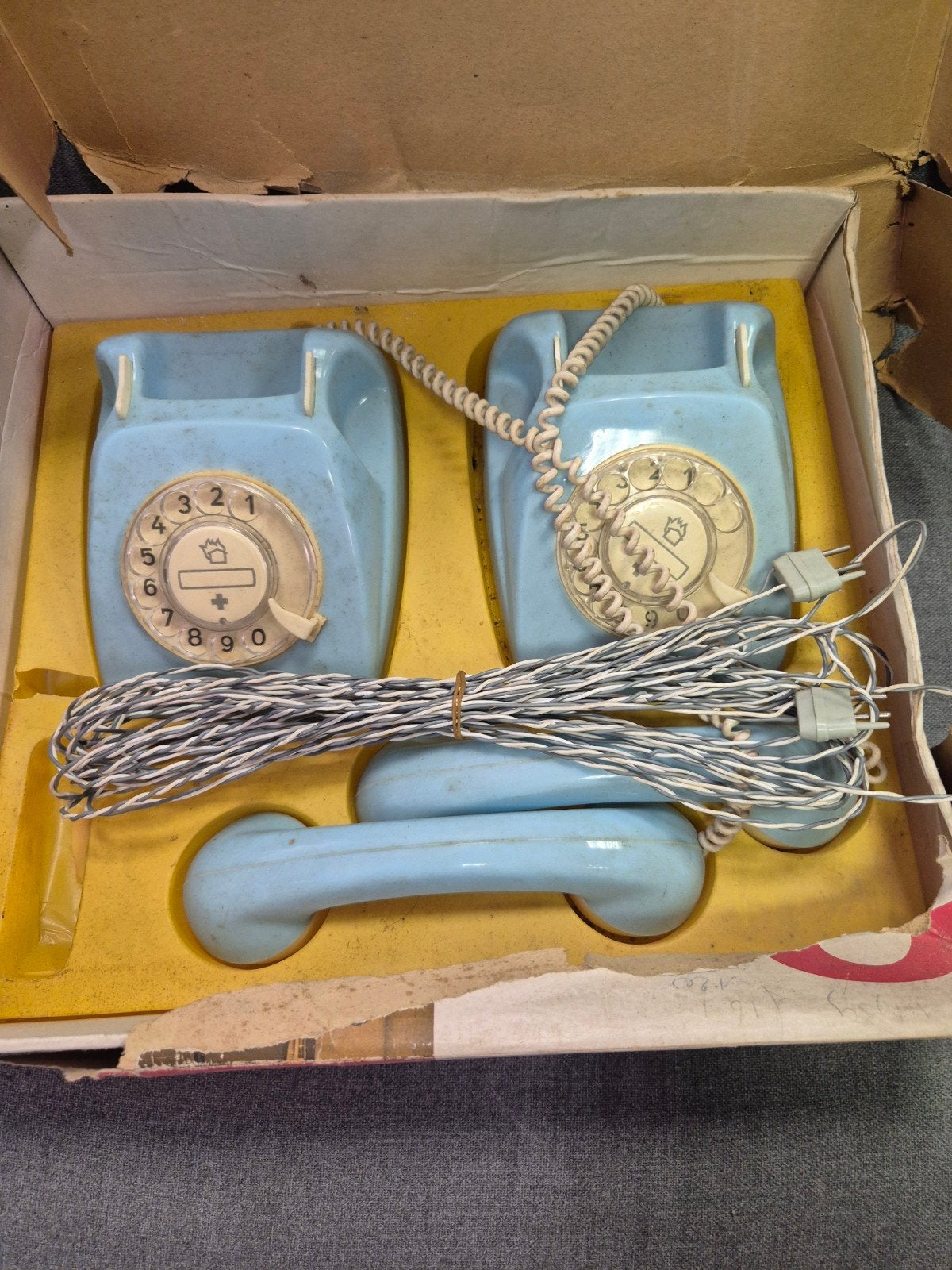 Vintage elektrische telefoonset - blauw (jaren '70), Ophalen of Verzenden, Gebruikt