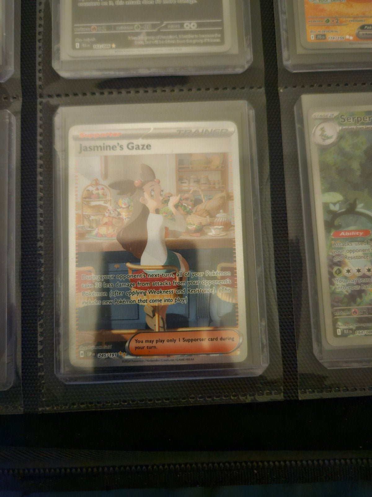 Pokemon Jasmine's Gaze 245/191 Surging Sparks, Ophalen of Verzenden, Zo goed als nieuw, Losse kaart, Foil