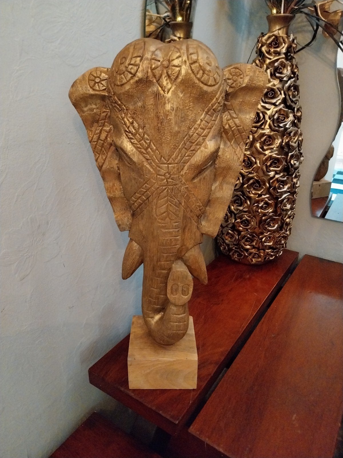 Houten Olifant Beeld - 50 cm hoog, 30 cm breed, Antiek en Kunst, Kunst | Beelden en Houtsnijwerken, Ophalen