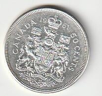 50  cent  1961  Canada. km. 56, Ophalen of Verzenden, Noord-Amerika, Losse munt, Zilver