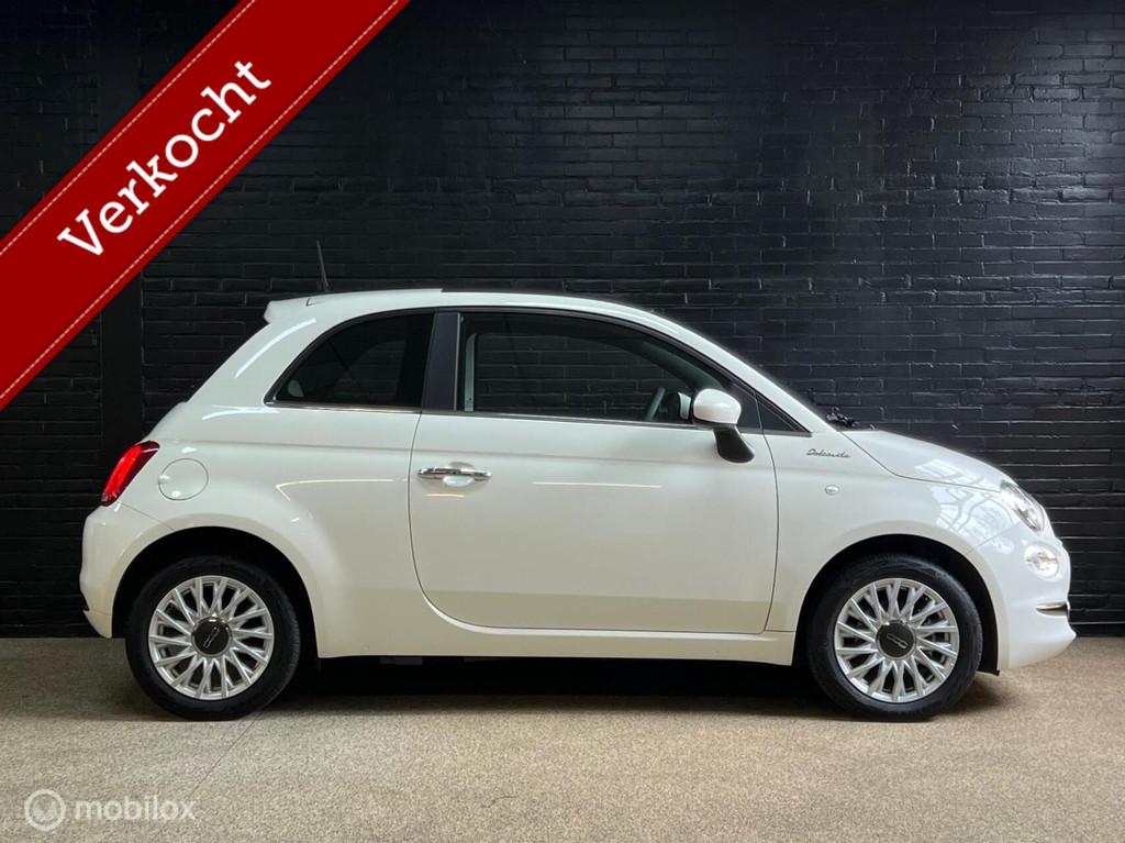 Fiat 500 1.0 Hybrid Dolcevita 1e Eigenaar PANO LED PDC LEDER, Auto's, Fiat, Gebruikt, 4 stoelen, Wit, Leder