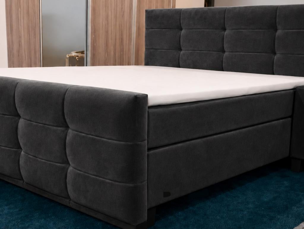 Luxe Antraciet kleurige boxspring 210x180, Ophalen, 210 cm, Tweepersoons, Zo goed als nieuw