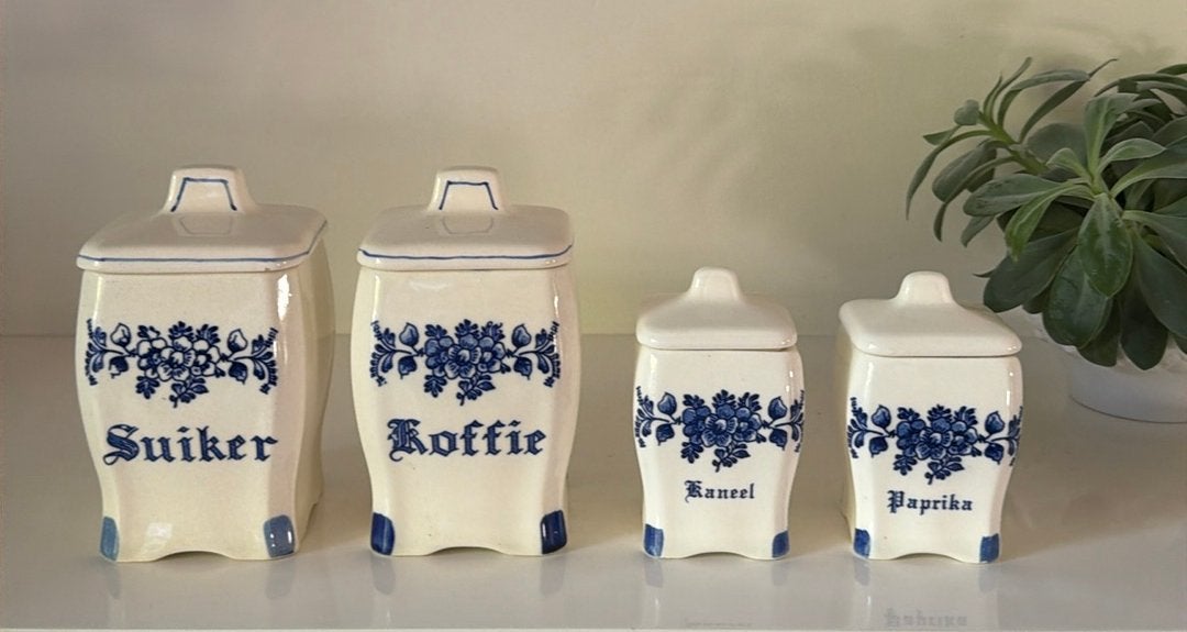 4 vintage Hollandse voorraadpotten, Ophalen of Verzenden