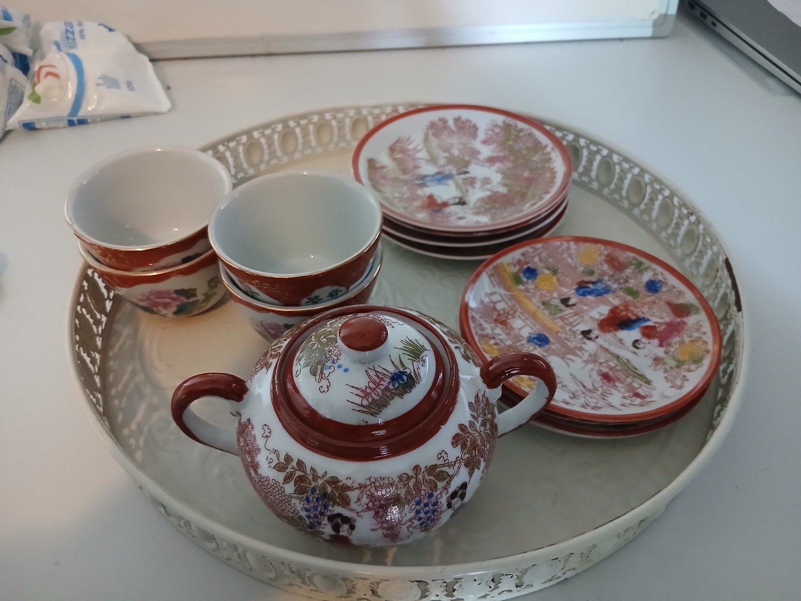 Japanse porseleinen theeset met dienblad, Ophalen of Verzenden