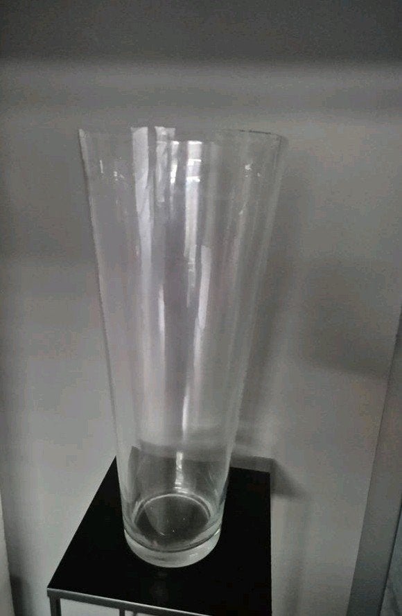 Hoge glazen vaas - 43 cm hoog, 18 cm diameter gladiolen, Ophalen, Overige kleuren, Minder dan 50 cm, Glas