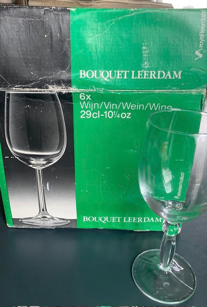 6 kristallen wijnglazen - Royal Leerdam Bouquet, Antiek en Kunst, Antiek | Glas en Kristal, Ophalen of Verzenden