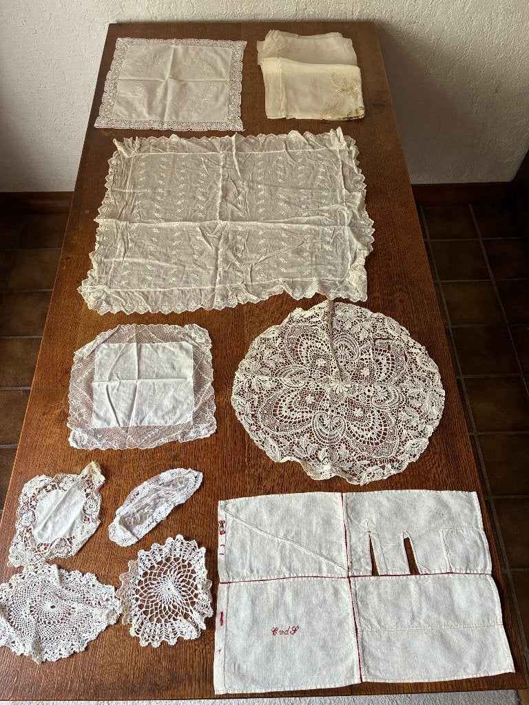 Vintage antieke kanten gehaakte kleedjes, Ophalen of Verzenden