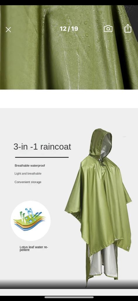 3-in-1 Regenponcho - Ademend & Waterdicht, Caravans en Kamperen, Regenkleding, Nieuw, Regenpak, Dames, Ophalen of Verzenden