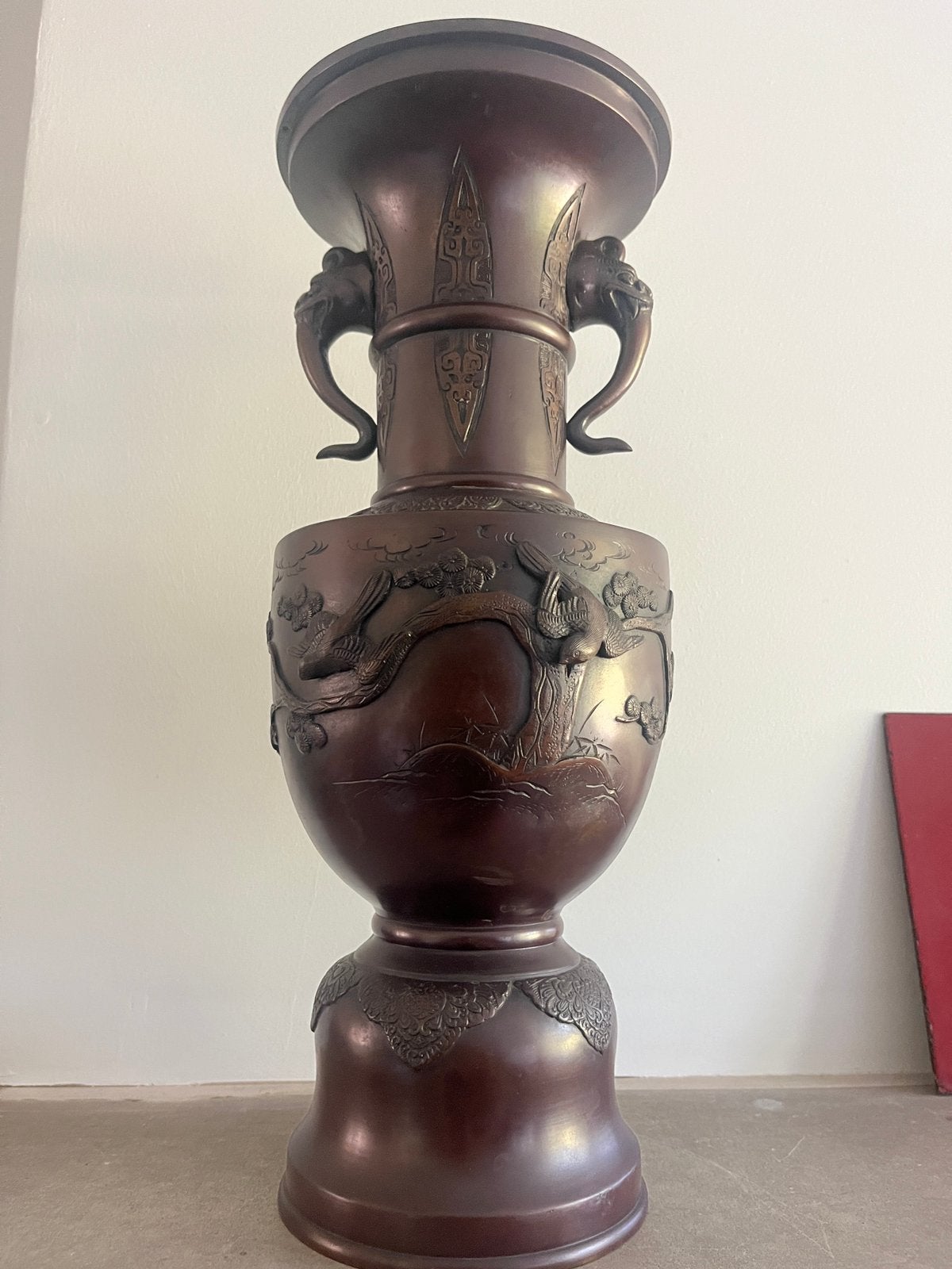 Grote Japanse bronzen vaas 19de eeuws, Ophalen