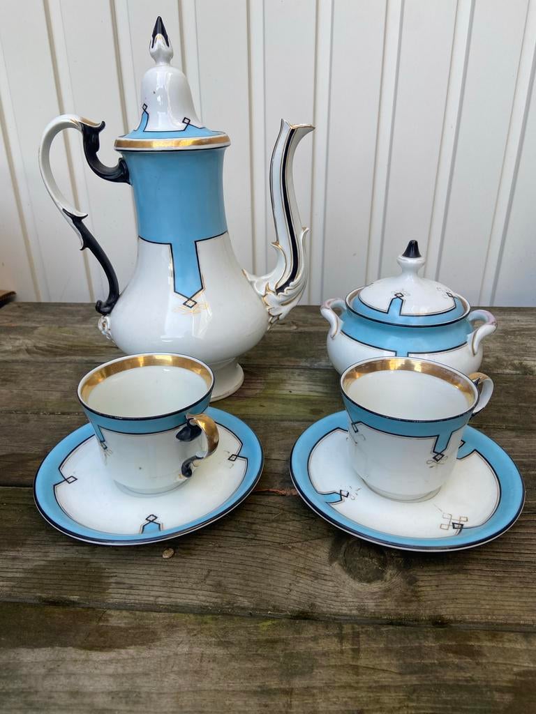 Handgeschilderd serviesje, 19e eeuw, Antiek en Kunst, Antiek | Servies los, Ophalen of Verzenden